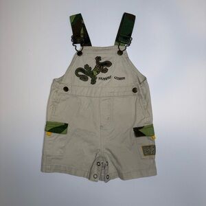 Fisher-Price 12M Beige Lizard Shortalls Overalls